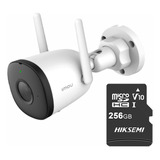 Imou Camara Bullet Wifi De 4 Megapixeles F42n-plus-256 Con Microsd 256gb Y Letrero Disuasivo H.265 Detección De Humanos 2.8 Mm Microfono Integrado Ip67 Ir 30m F42n Notificaciones De Alarmas 