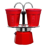 Cafetera Bialetti Set Mini Express 2 Cups Manual Roja Italiana
