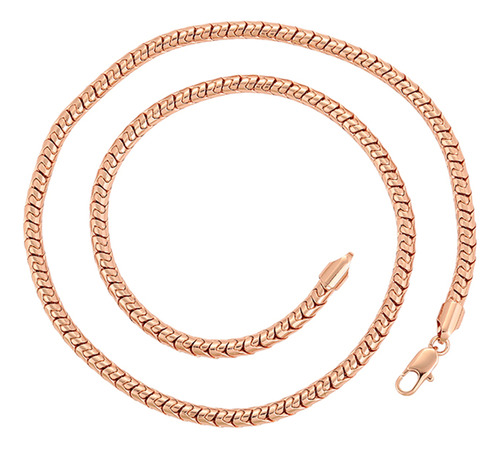 Cadena Oro 18k Lam Rosa Serpiente 55cm X 4mm Elegante Fina