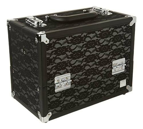 Caboodles Make Me Over 4 Tray Train Case, Black Lace, 3.5
