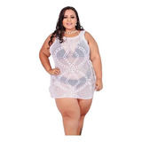 Saida De Praia Curta Plus Size De Tricot Banho Piscina