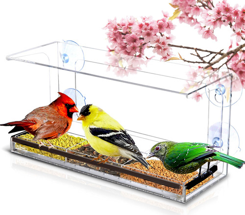 Casita Comedero Para Pajaros De Ventana Transparente - D