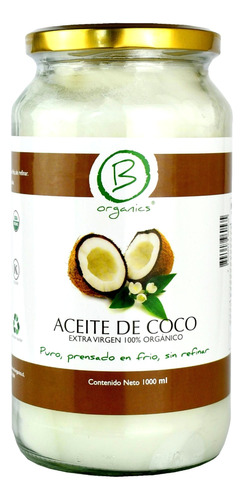 Aceite De Coco Extra Virgen 100% Orgánico 1000ml
