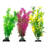 Plantas Artificiais Plásticas Aquário 22/35cm - Kit B - 03un