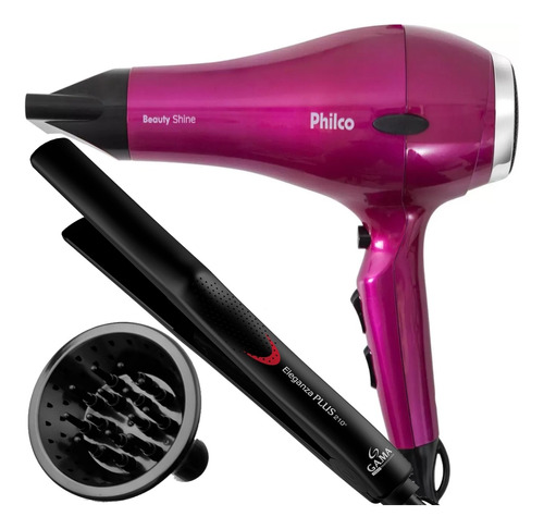 Secador De Cabelo Philco 2000w Ion Difusor Prancha Cerâmica