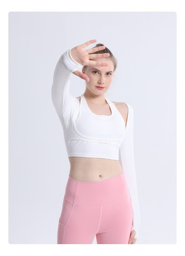 Ropa De Yoga Deportiva Manga Larga 2 En 1 Con Copa Premium