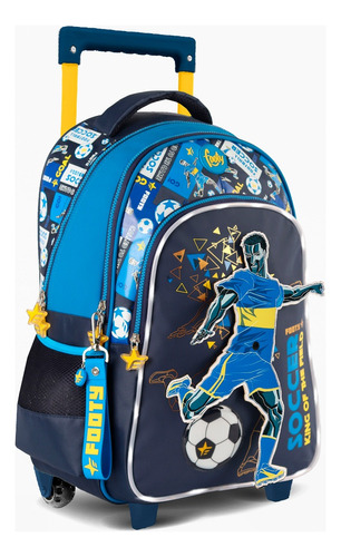 Mochila Carro 18 PuLG Footy Escolar Luz Led Equipos Futbol