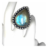 Anillo Plata India Labradorita Azul Natural