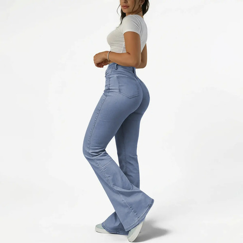 Vaqueros Acampanados De Mujer De Color Liso Con Cintura Alta | MercadoLibre