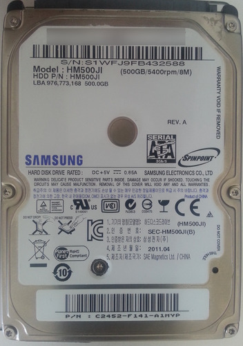 Disco Externo Samsung Hm500ji 500gb - 2490 Recuperodatos