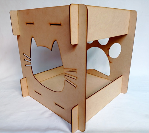 Casa Cubo Para Gato Mdf Juguete Modular Entretenido 40 Cm 