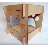 Casa Cubo Para Gato Mdf Juguete Modular Entretenido 40 Cm 