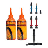 Kit Tubeless 2x Selante Tectire 120ml + Par Valvula 48mm 