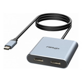 Adaptador Usb C A Hdmi Dual 4k 60hz, Divisor De 2 Monitores 