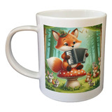 Taza Plastico Zorro Tocando El Acordeon Bosque M3