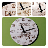 Reloj De La Revista Lúpin En Madera 32cm Grabado Láser