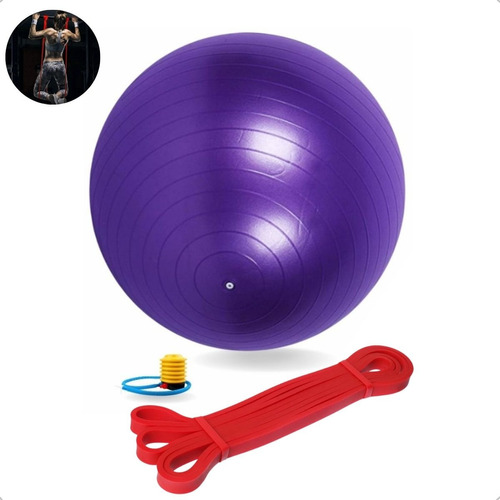 Bola Suíça 75cm Pilates + Extensor Super Band Elástico Leve