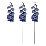 Kit Com 3 Orquídeas Azul 3d Plantas Artificiais Enfeite Sala