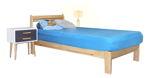 Cama Individual De Madera De Pino Armable Base+cabecera