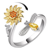 2023 Anillo Rotatorio Girasol Con Abejas De Diamantes A