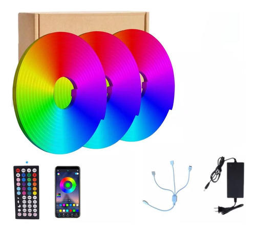 Kit X 15mts Completo Manguera Luces Led Rgb Neón Bluetooth