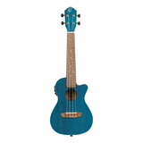 Ukulele Concierto Electroacustico Ortega Guitars Con Corte Color Ocean Blue