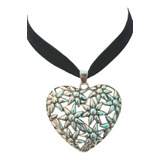 Choker Con Lazo De Terciopelo Y Corazón De Metal Margaritas