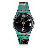 Reloj De Cuarzo Swatch Ishtar De Jean-michel Basquiat, Azul
