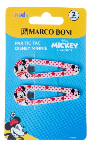 Kit 2 Presilhas De Cabelo Tic Tac Disney Minnie Marco Boni Cor Vermelho