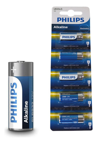 Pilha Philips Bateria 23a 12v A23 Alcalina Cartela C/ 5 Uni.