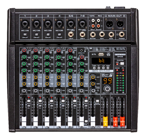 Onax Pro Sr08 Consola Mixer Audio Low Cut 99 Efectos Dsp +48