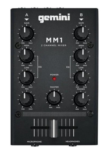 Mixer Mezclador Estéreo Compacto 2 Canales Gemini Mm1 Nuevo