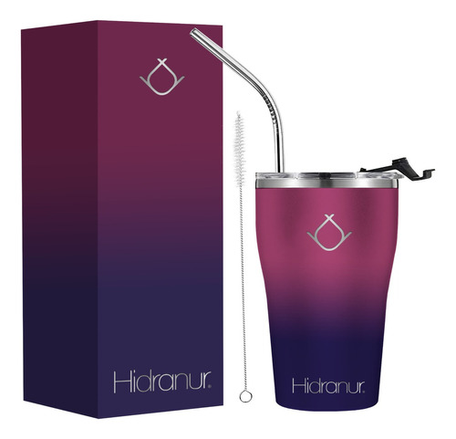 Termo Acero Inoxidable Térmico Portátil Frio Caliente 12oz Color Morado