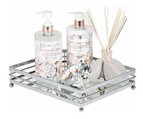 Bandeja Decorativa De Espejo Cristal Perfumado Para Joyas Ac