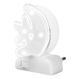 Abajur Infantil Menina E Menino Lua Luz De Led Tomada Parede Cúpula Branco Estrutura Branco