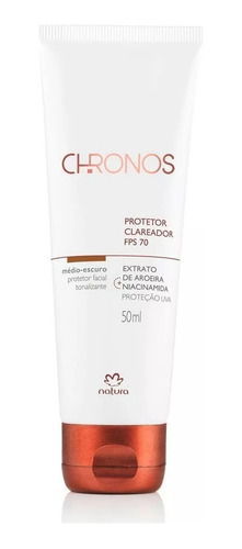 Protetor Clareador Fps 70 Médio Escuro Chronos 50ml Natura