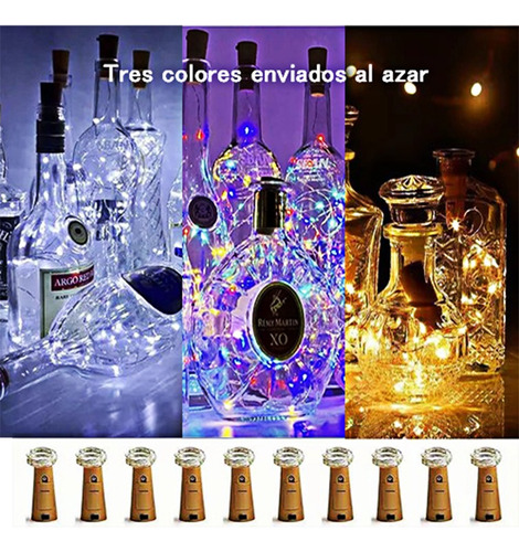 Luces Led Decorativas Para Botellas 2m 20 Leds 10 Piezas