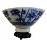 Bowl Cuenco Oriental Blanco Y Azul Blue De Colección