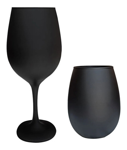 6 Copas Vino Barone Y 6 Vasos Copon Gourmet Color Mate Opaco