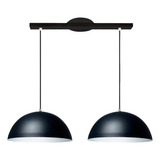 Colgante Negro 2 Luces 60 Cm Barral Moderno Campana 30 Cm