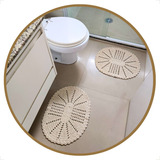 Conjunto Tapete De Crochê Oval P/ Casa Banheiro E Cozinha