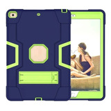 Funda Rudo Con Base Para iPad 10.2 7a 8a Y 9a Azul Con Verde