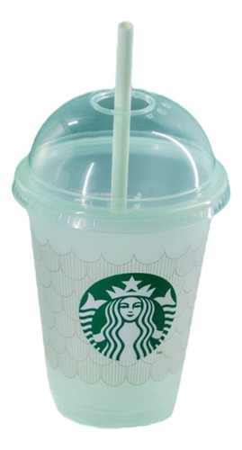 Vaso Starbucks Escamas Verde Reusable Cola Sirena Original