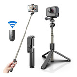 Palo Stick Selfie Celular Gopro Bluetooth Aluminio Tripode Color Negro