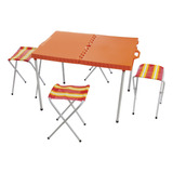 Mesa Plegable Exteriores Camping Tipo Valija 4 Banquitos 