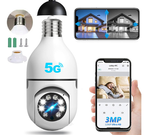 Cámara De Seguridad Hd E27 De 360° Wifi Con Alarma