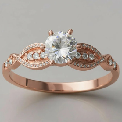 Anillo De Compromiso Osiris Oro Sólido 10k Color Oro Rosa Talla 7.5 | Meses sin interés