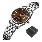 Reloj Kingnuos Calendar Business De Cuarzo Inoxidable