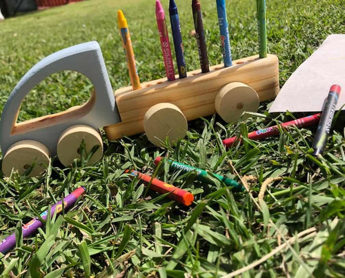 Camioncito De Madera Porta Crayones