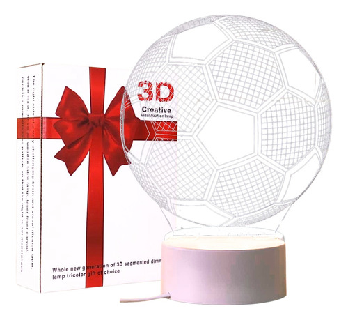 Lámpara Diseño Pelota De Fútbol Decoración 3d Tridimensional